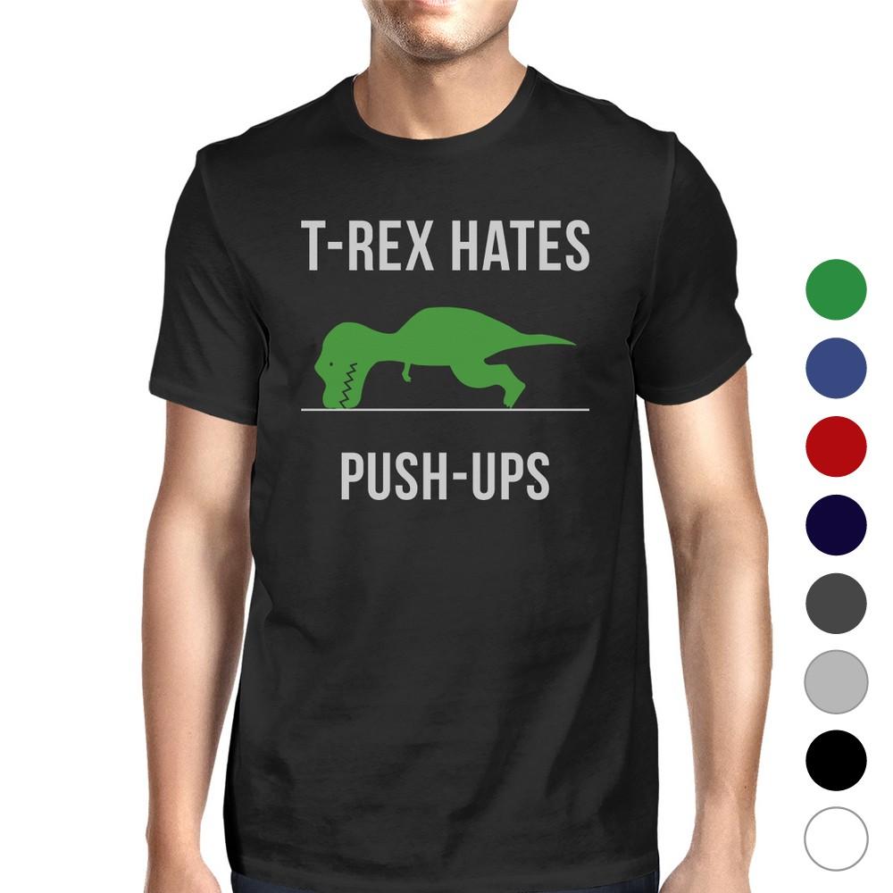 T-Rex Push Ups Mens Funny Workout Shirts Lightweight Cotton T-Shirt image 0