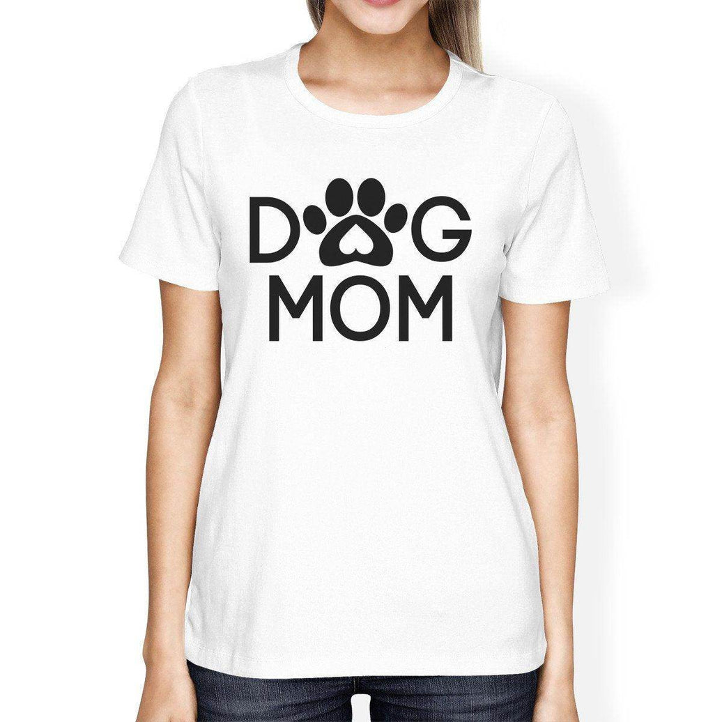 Dog Mom Women's White Graphic T Shirt Dog Paw Design Gift Ideas - My Store