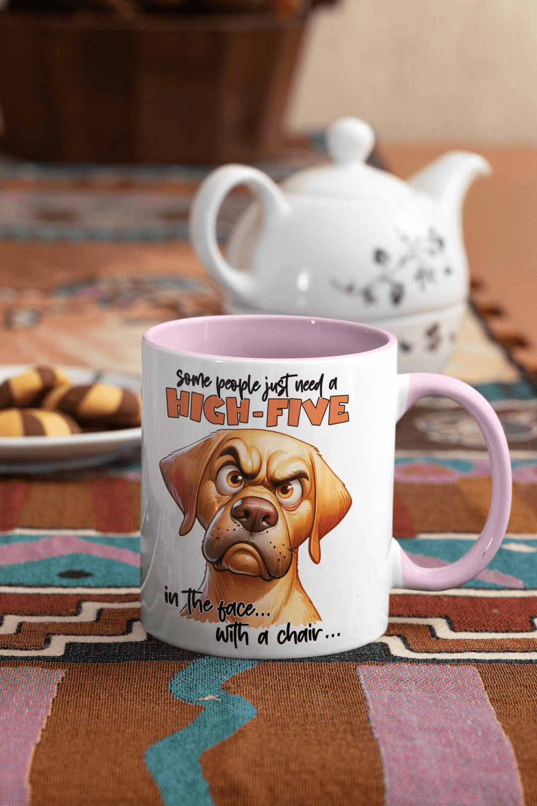 Some People Need A High Five to The Face Mug | Grumpy Dog Cup - My Store