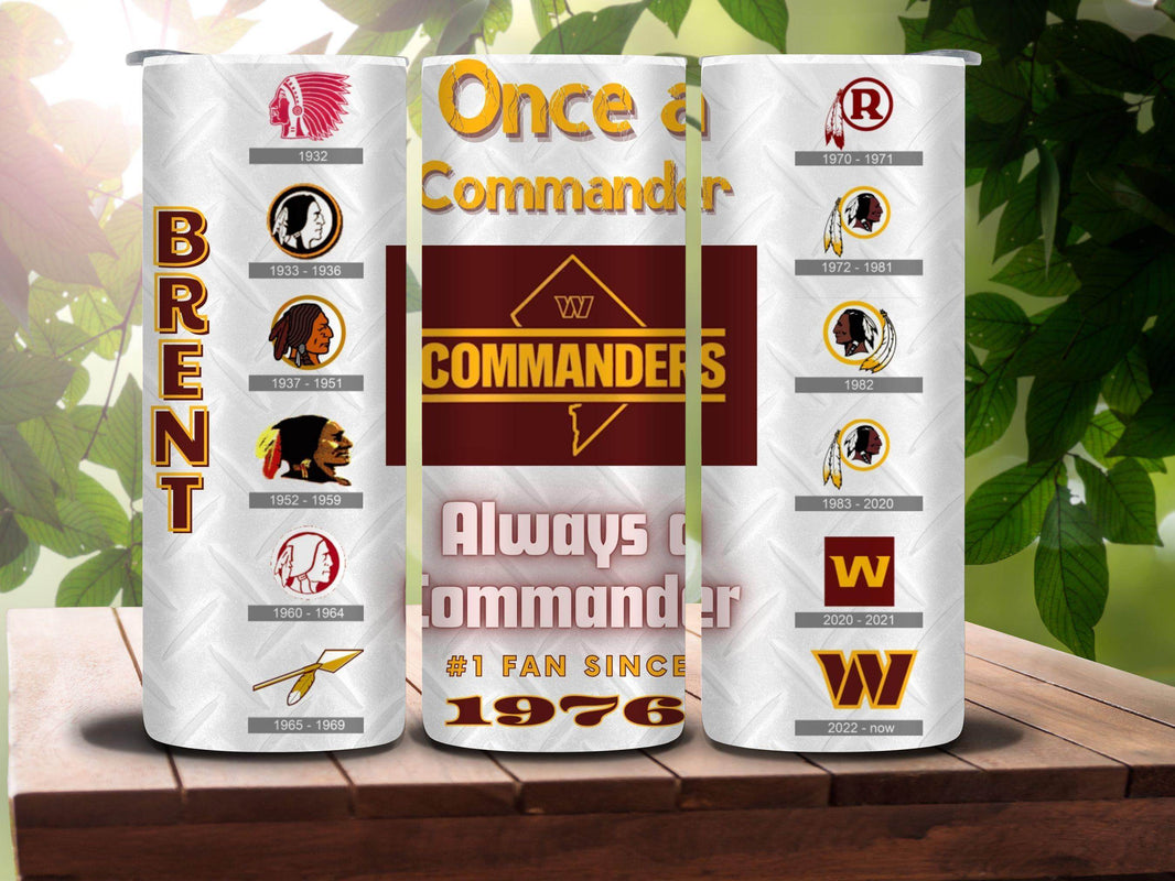 Washington Commanders Football - Logo History - 20oz Tumbler with your name and personalized date - My Store