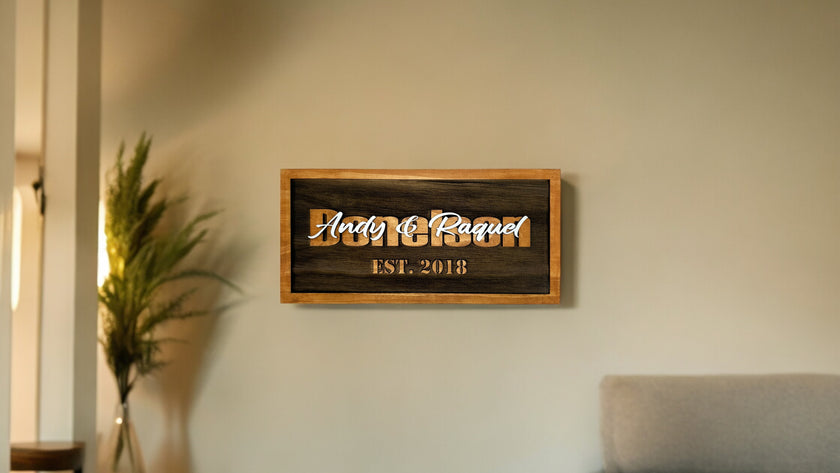 Family Name Sign | Wall Hanging | Last Name with First Names overlapping image 2