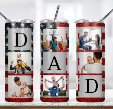 American Flag Dad 20oz Tumbler with 6 Pictures image 0