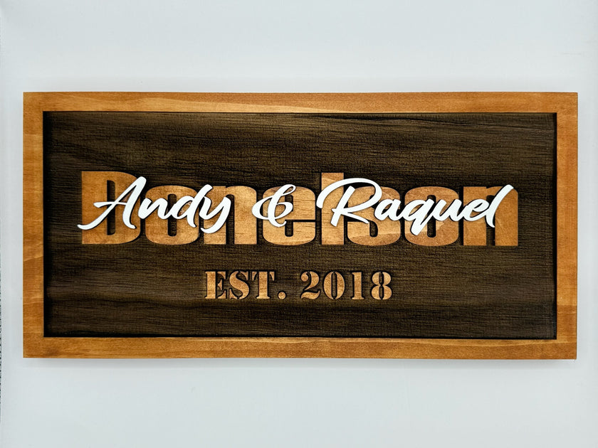 Family Name Sign | Wall Hanging | Last Name with First Names overlapping image 4
