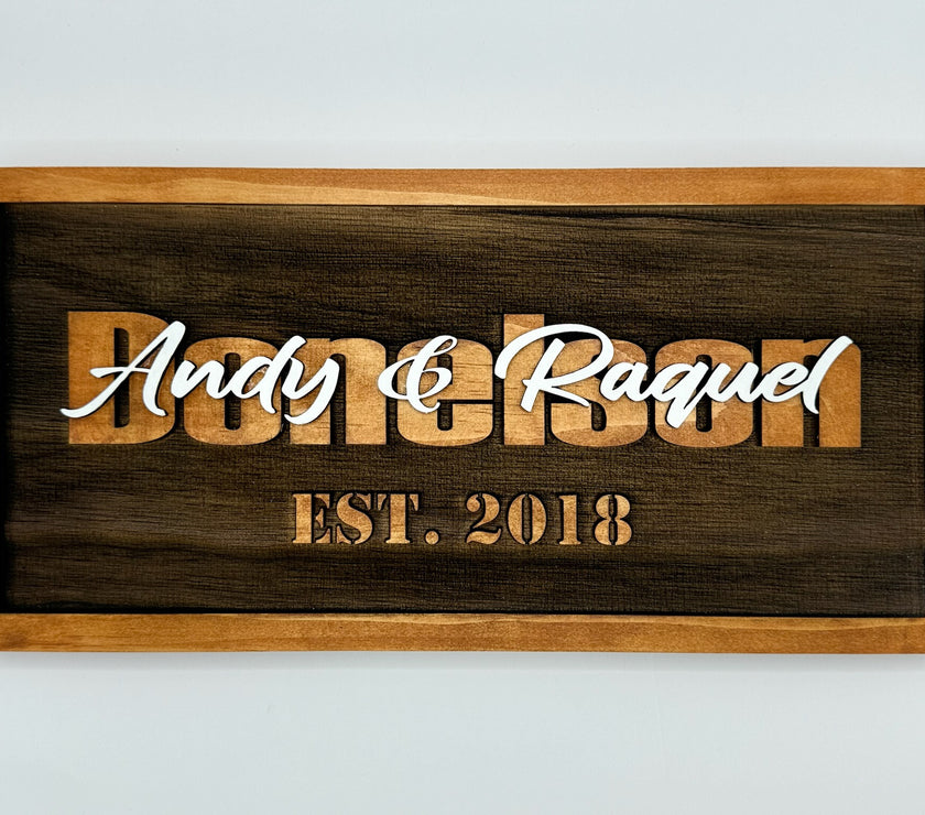 Family Name Sign | Wall Hanging | Last Name with First Names overlapping image 4