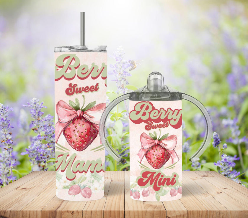 Berry Sweet Mama and Mini Matching Tumblers Set - 20 oz Tumbler & 12 oz Sippy Cup - Mom and Child Drinkware Gift - My Store