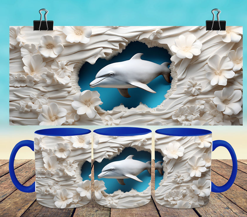 3D Dolphin Coffee Cup/Mug Full Wrap