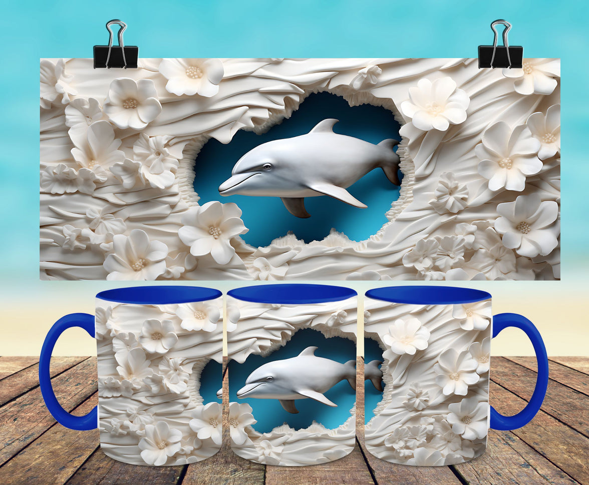 3D Dolphin Coffee Cup/Mug Full Wrap