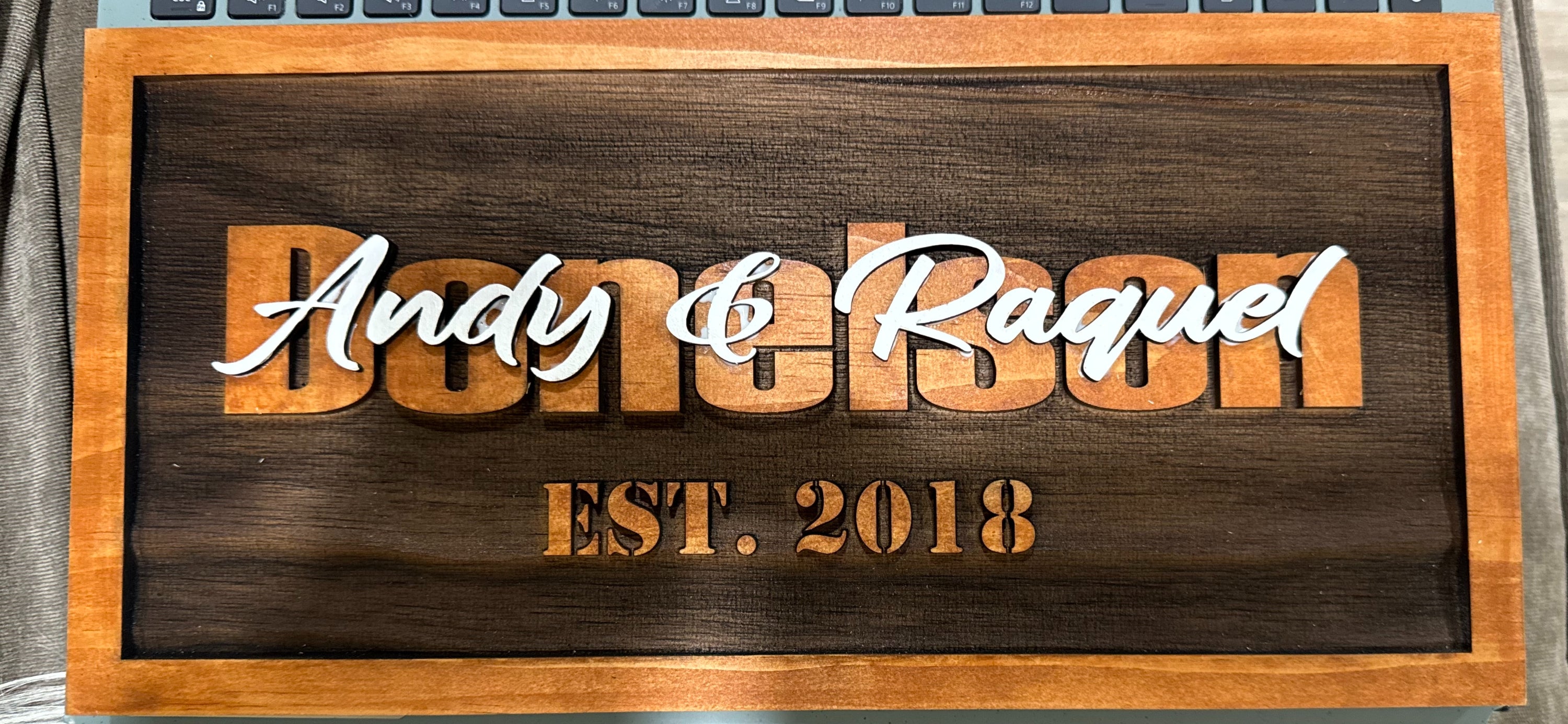 Family Name Sign | Wall Hanging | Last Name with First Names overlapping image 3