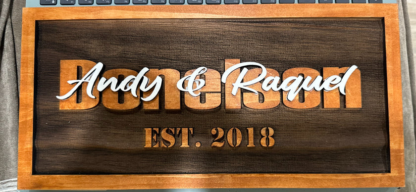 Family Name Sign | Wall Hanging | Last Name with First Names overlapping image 3