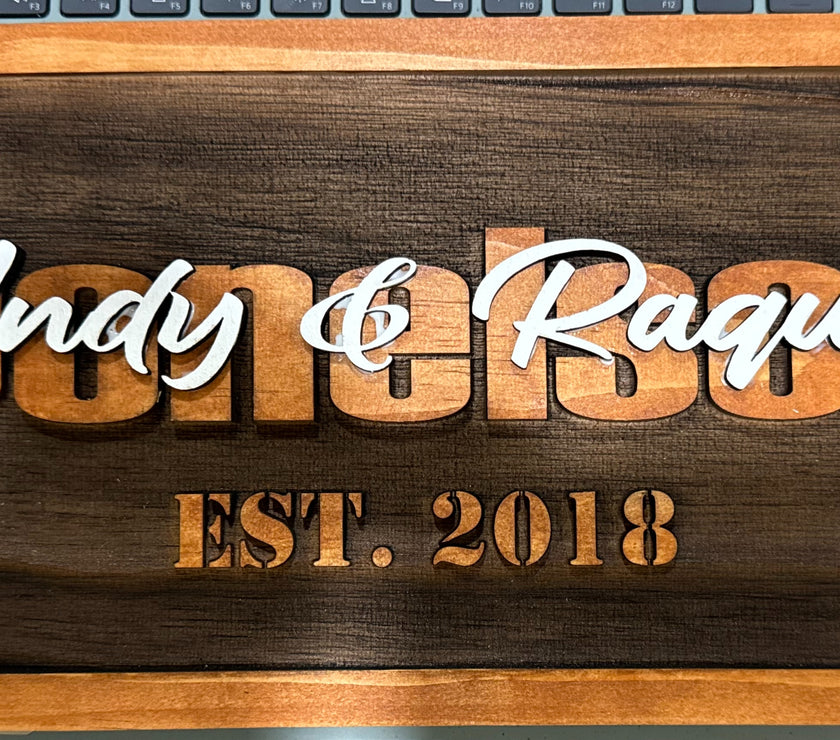 Family Name Sign | Wall Hanging | Last Name with First Names overlapping image 3