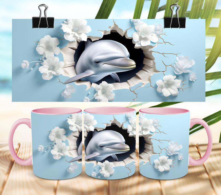 3D Dolphin Coffee Cup/Mug Full Wrap