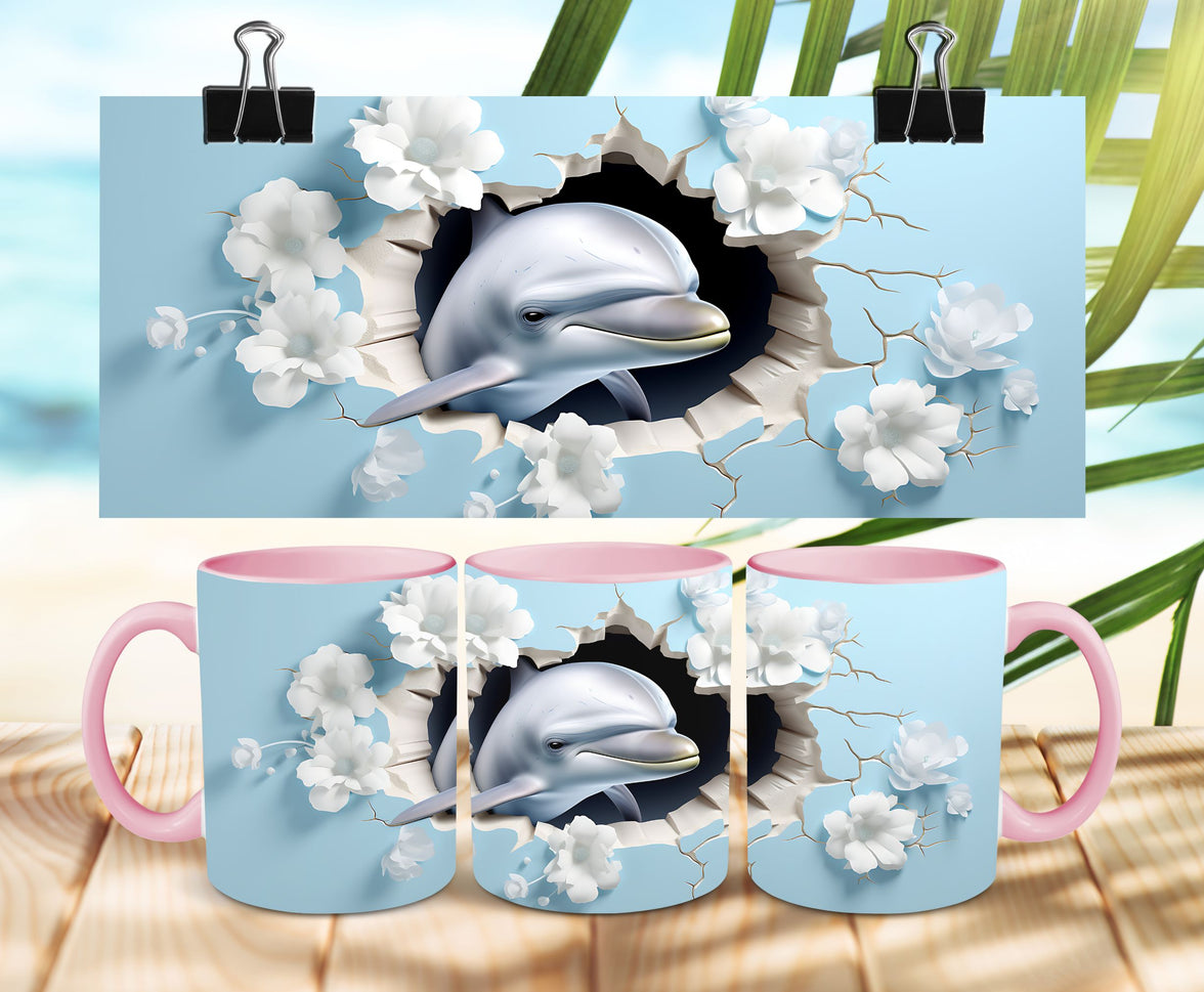 3D Dolphin Coffee Cup/Mug Full Wrap