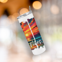 Summer Vibes Sunset Tumbler 20oz Skinny