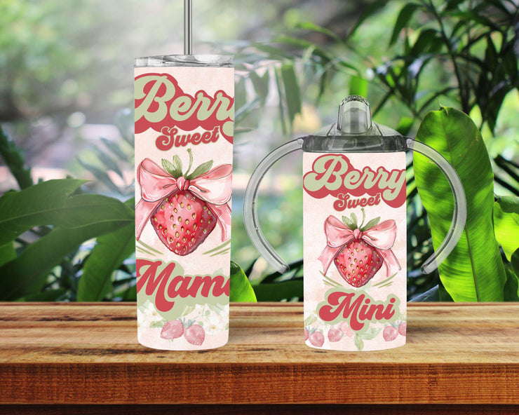 Berry Sweet Mama and Mini Matching Tumblers Set - 20 oz Tumbler & 12 oz Sippy Cup - Mom and Child Drinkware Gift - My Store