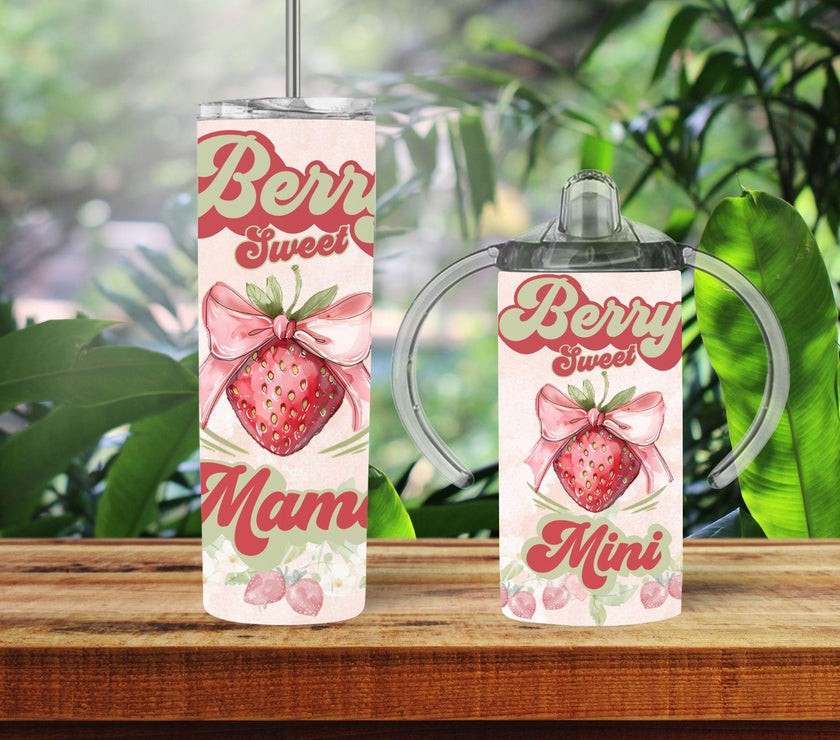 Berry Sweet Mama and Mini Matching Tumblers Set - 20 oz Tumbler & 12 oz Sippy Cup - Mom and Child Drinkware Gift - My Store