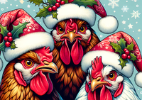 Chickens with Santa Hats Glass Cutting Board | Christmas Kitchen Decorations image 2