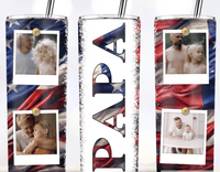 Papa, Dad or Grandpa American Flag Tumbler with 4 Pics image 0