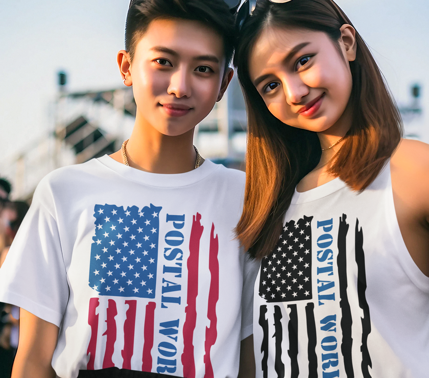 Postal Worker Distressed American Flag T-Shirt image 4