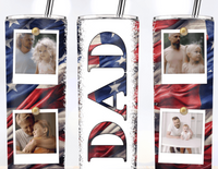 Papa, Dad or Grandpa American Flag Tumbler with 4 Pics image 1