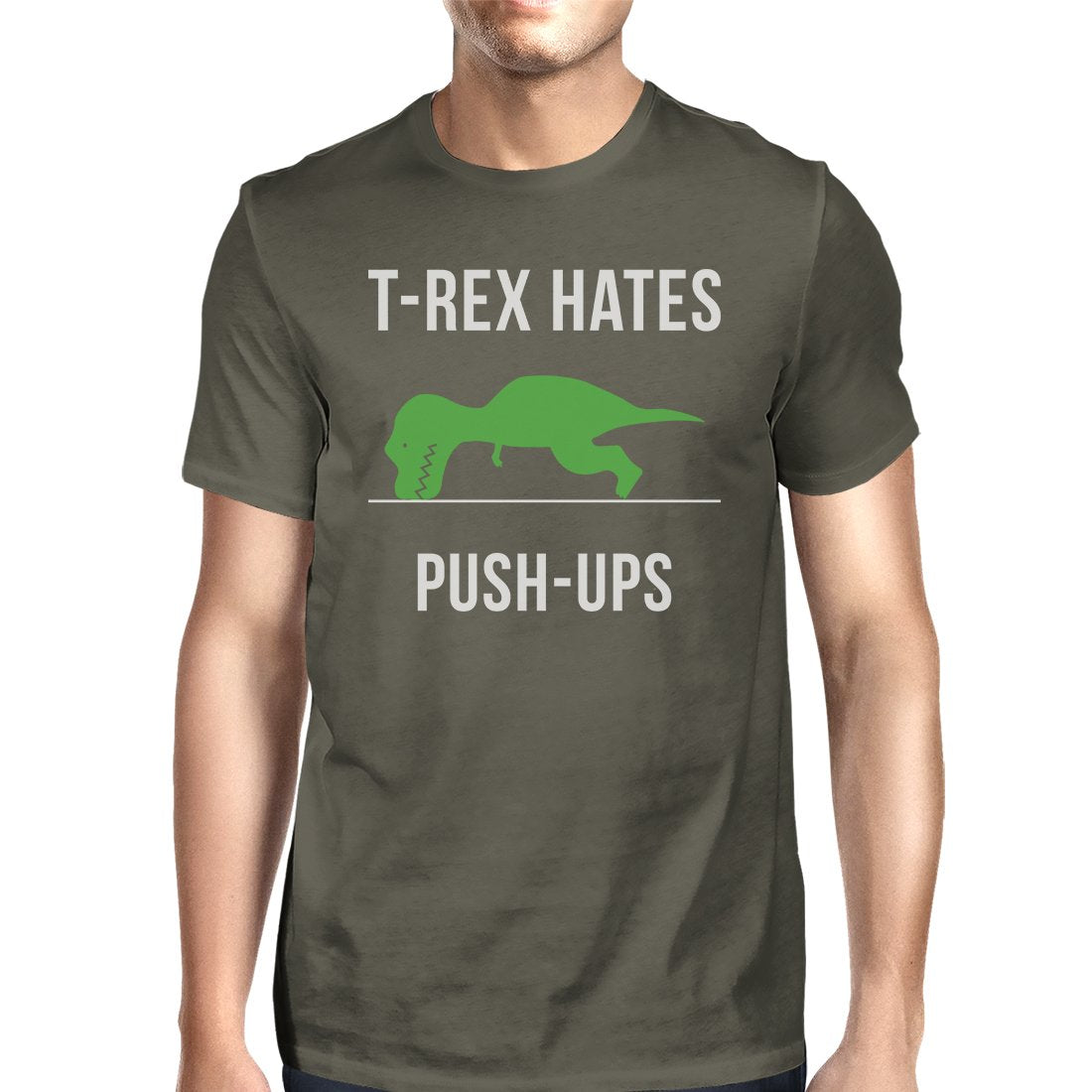 T-Rex Push Ups Mens Funny Workout Shirts Lightweight Cotton T-Shirt image 9