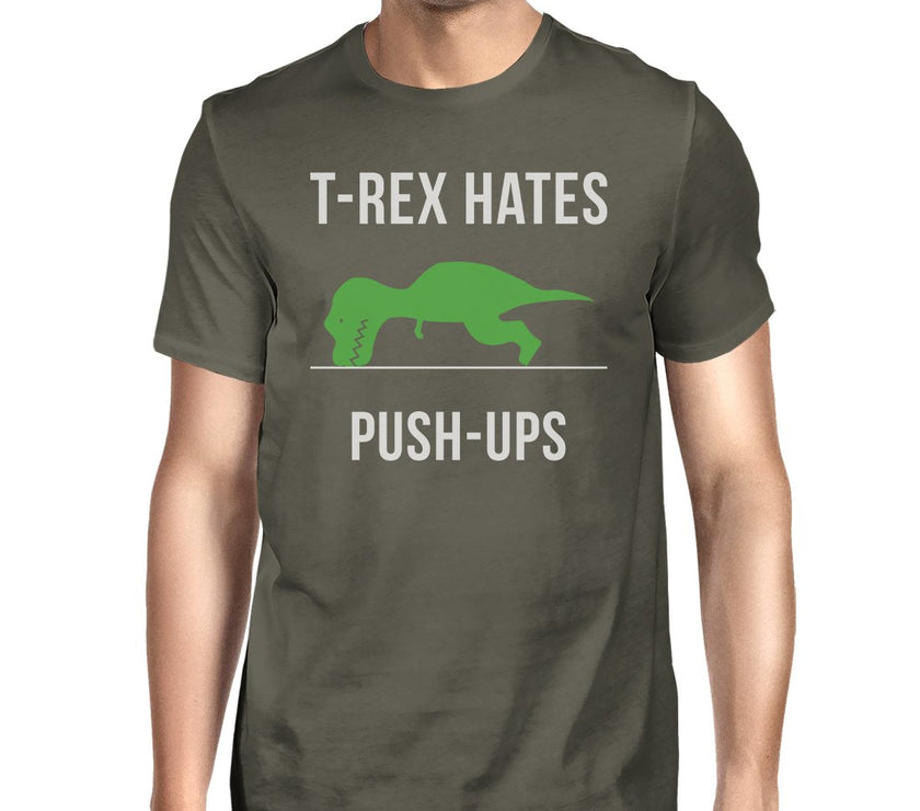 T-Rex Push Ups Mens Funny Workout Shirts Lightweight Cotton T-Shirt image 9