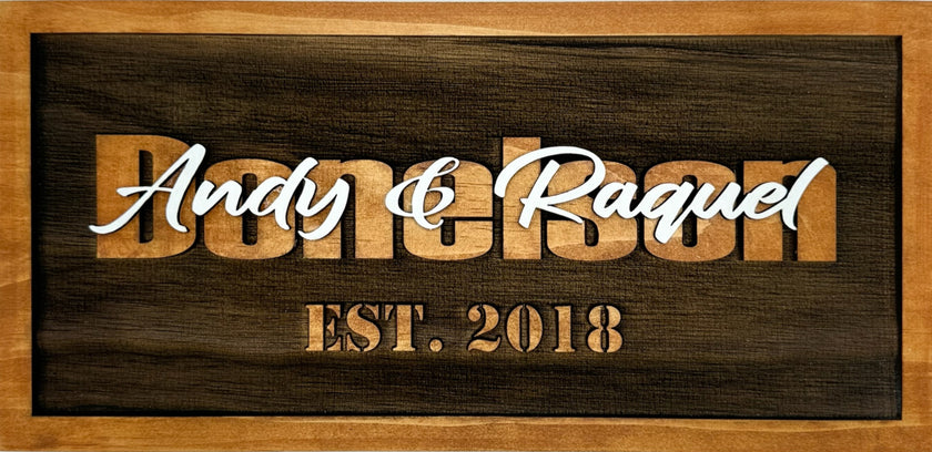 Family Name Sign | Wall Hanging | Last Name with First Names overlapping image 1