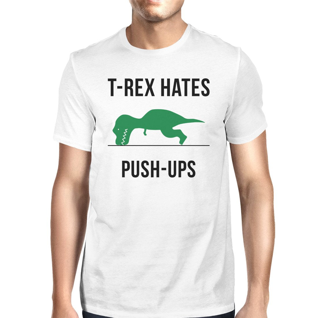 T-Rex Push Ups Mens Funny Workout Shirts Lightweight Cotton T-Shirt image 1