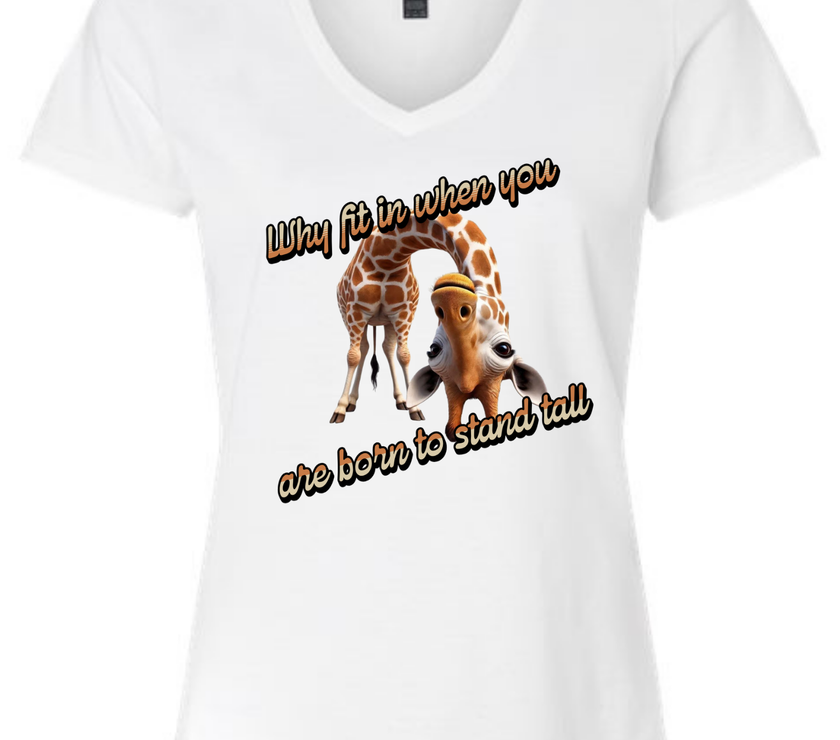 Why Fit in When You Are Born to Stand Tall - Giraffe lovers shirt - Women's V-Neck T-Shirt