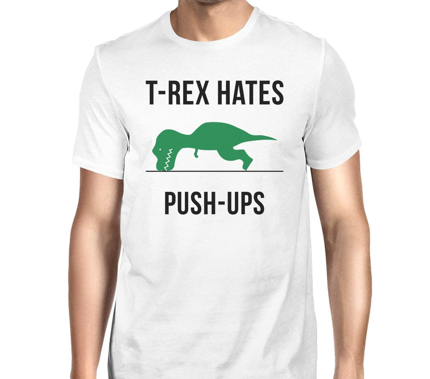 T-Rex Push Ups Mens Funny Workout Shirts Lightweight Cotton T-Shirt image 7