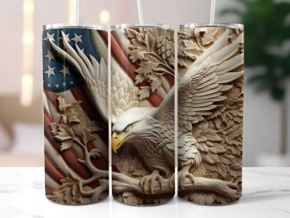 American Eagle on a Branch with Flag Patriotic 20oz Tumbler - My Store
