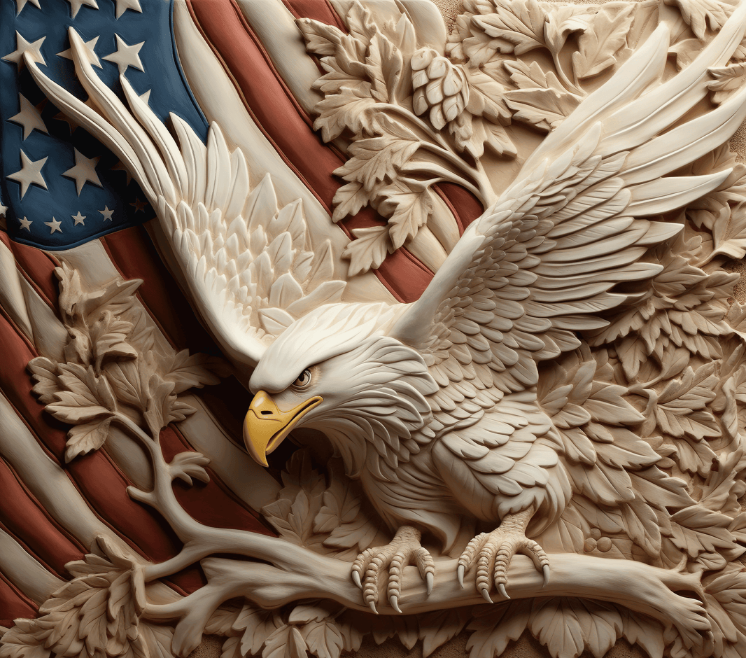 American Eagle on a Branch with Flag Patriotic 20oz Tumbler - My Store