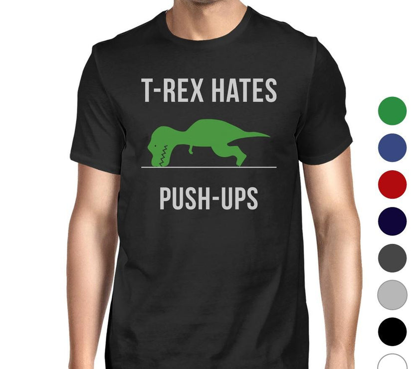 T-Rex Push Ups Mens Funny Workout Shirts Lightweight Cotton T-Shirt image 0