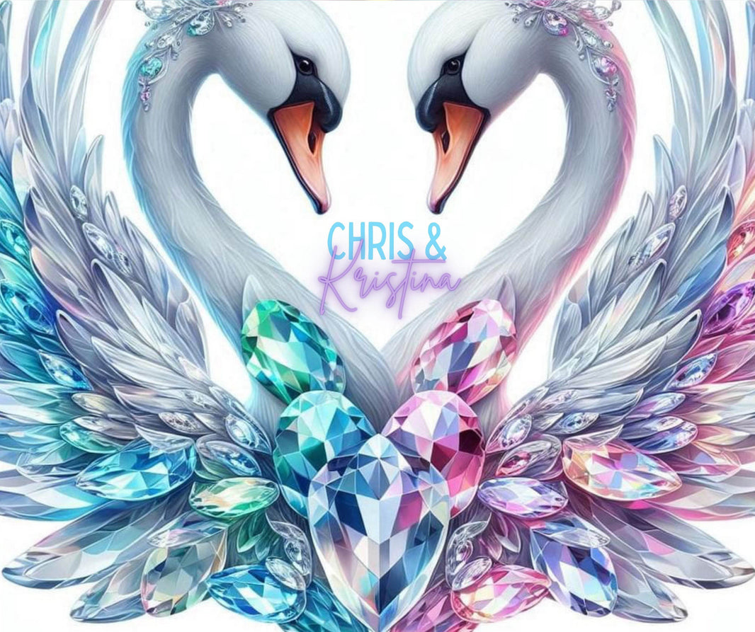 Beautiful Jeweled In Love Swans 20oz Tumbler with names - My Store