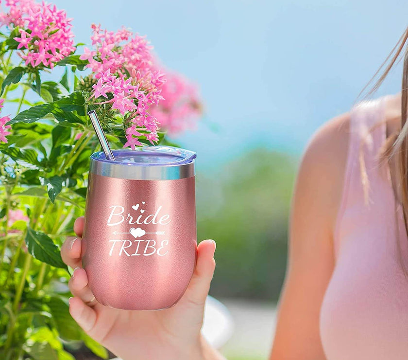 Bride Tribe Stainless Steel Wine Tumblers 12 Oz Bridesmaid Tumbler 6 Pack - My Store