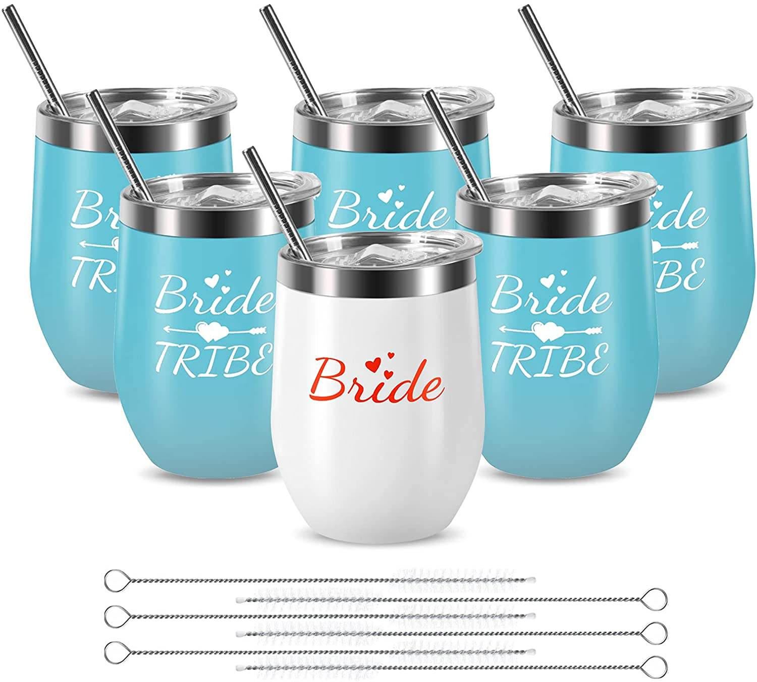 Bride Tribe Stainless Steel Wine Tumblers 12 Oz Bridesmaid Tumbler 6 Pack - My Store