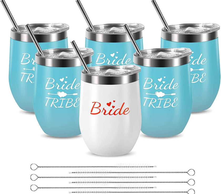 Bride Tribe Stainless Steel Wine Tumblers 12 Oz Bridesmaid Tumbler 6 Pack - My Store