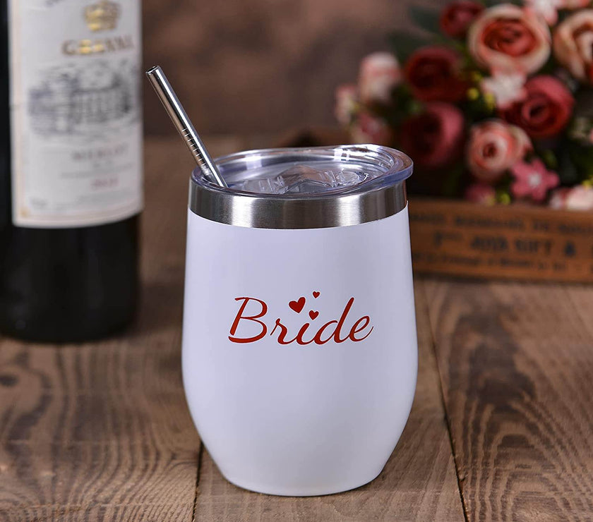 Bride Tribe Stainless Steel Wine Tumblers 12 Oz Bridesmaid Tumbler 6 Pack - My Store