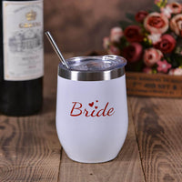 Bride Tribe Stainless Steel Wine Tumblers 12 Oz Bridesmaid Tumbler 6 Pack - My Store