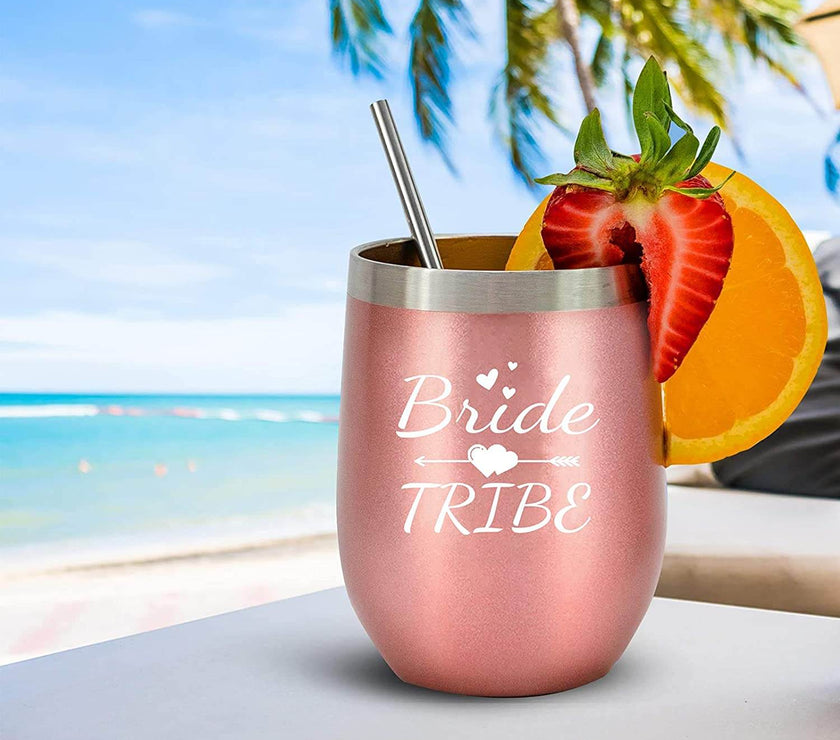 Bride Tribe Stainless Steel Wine Tumblers 12 Oz Bridesmaid Tumbler 6 Pack - My Store