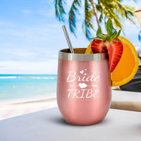 Bride Tribe Stainless Steel Wine Tumblers 12 Oz Bridesmaid Tumbler 6 Pack - My Store