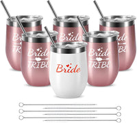Bride Tribe Stainless Steel Wine Tumblers 12 Oz Bridesmaid Tumbler 6 Pack - My Store