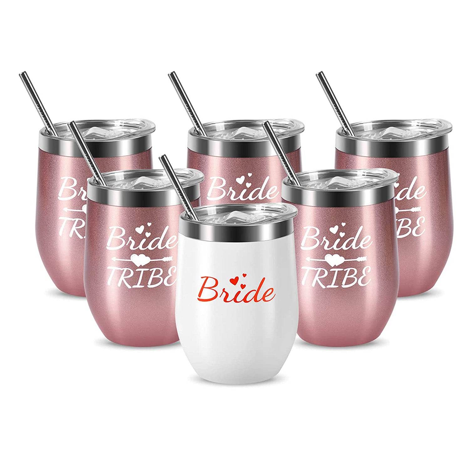 Bride Tribe Stainless Steel Wine Tumblers 12 Oz Bridesmaid Tumbler 6 Pack - My Store