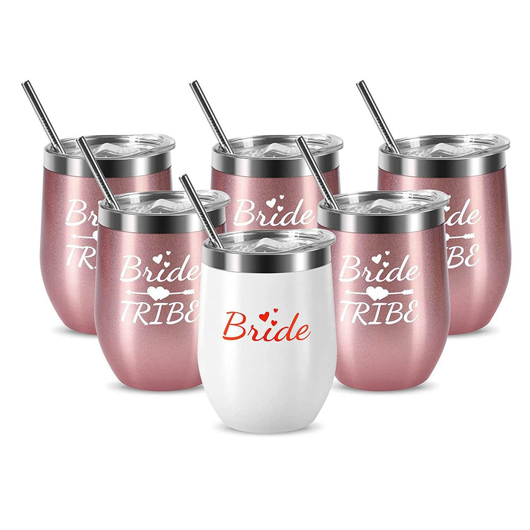 Bride Tribe Stainless Steel Wine Tumblers 12 Oz Bridesmaid Tumbler 6 Pack - My Store