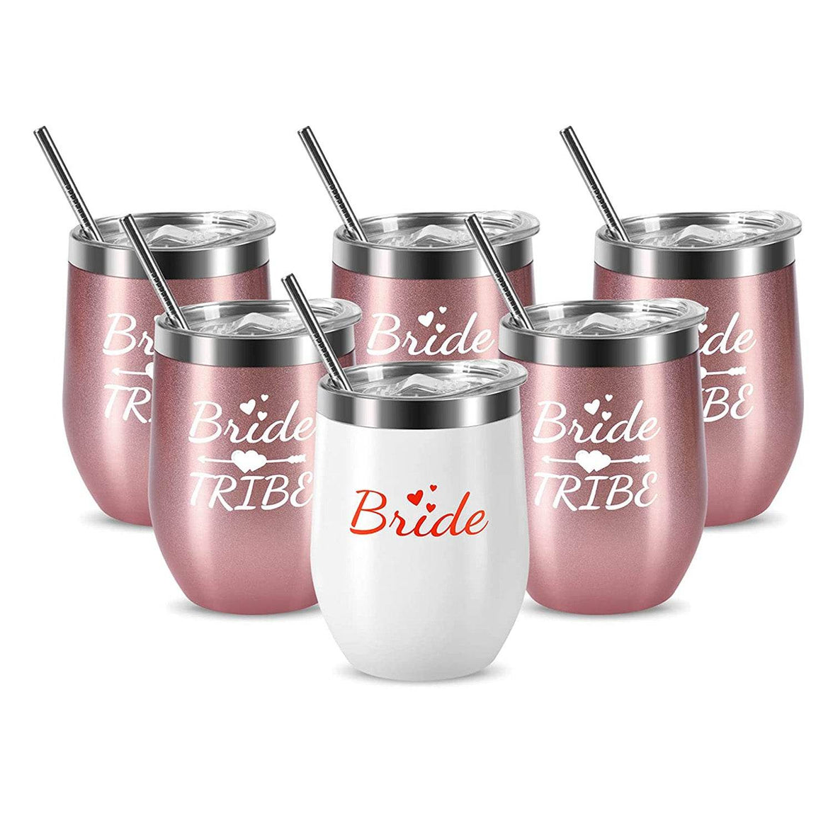 Bride Tribe Stainless Steel Wine Tumblers 12 Oz Bridesmaid Tumbler 6 Pack - My Store