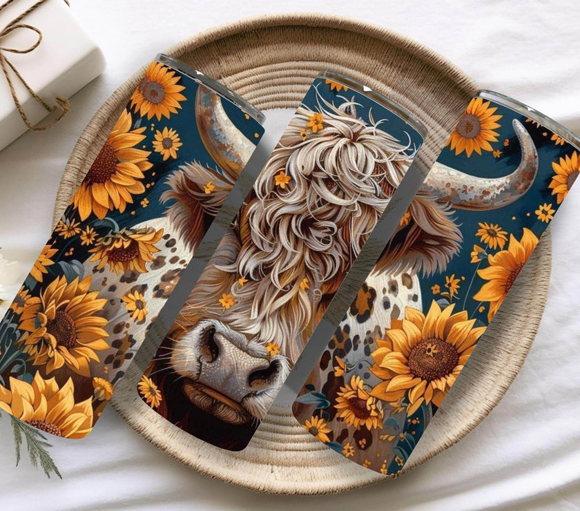 Bull with Sunflowers Tumbler 20oz | Insulated Travel Cup, Durable Stainless Steel, Perfect Gift for Cowgirls & Sunflower Lovers - My Store