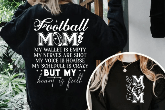 Funny Football Mom |  Support with Humor | Front Pocket and Back Designs image 0