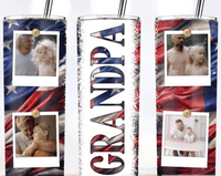 Papa, Dad or Grandpa American Flag Tumbler with 4 Pics image 2