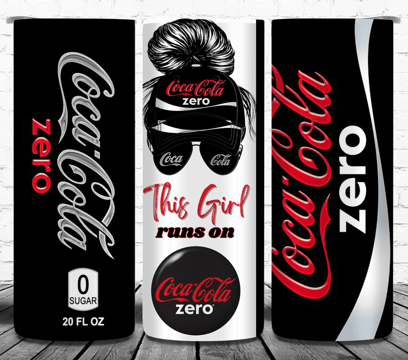 Coca-Cola Coke Zero Tumbler 20oz - This Girl Runs On Coke Zero Insulated Travel Cup, Funny Soda Lover Gift, Reusable Drinkware for Women - My Store