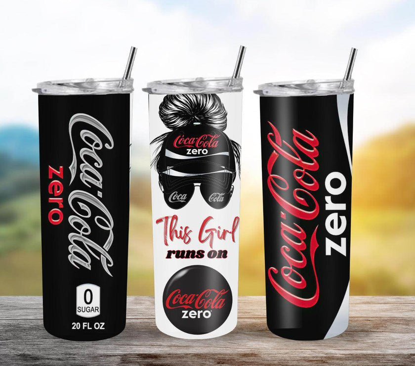 Coca-Cola Coke Zero Tumbler 20oz - This Girl Runs On Coke Zero Insulated Travel Cup, Funny Soda Lover Gift, Reusable Drinkware for Women - My Store