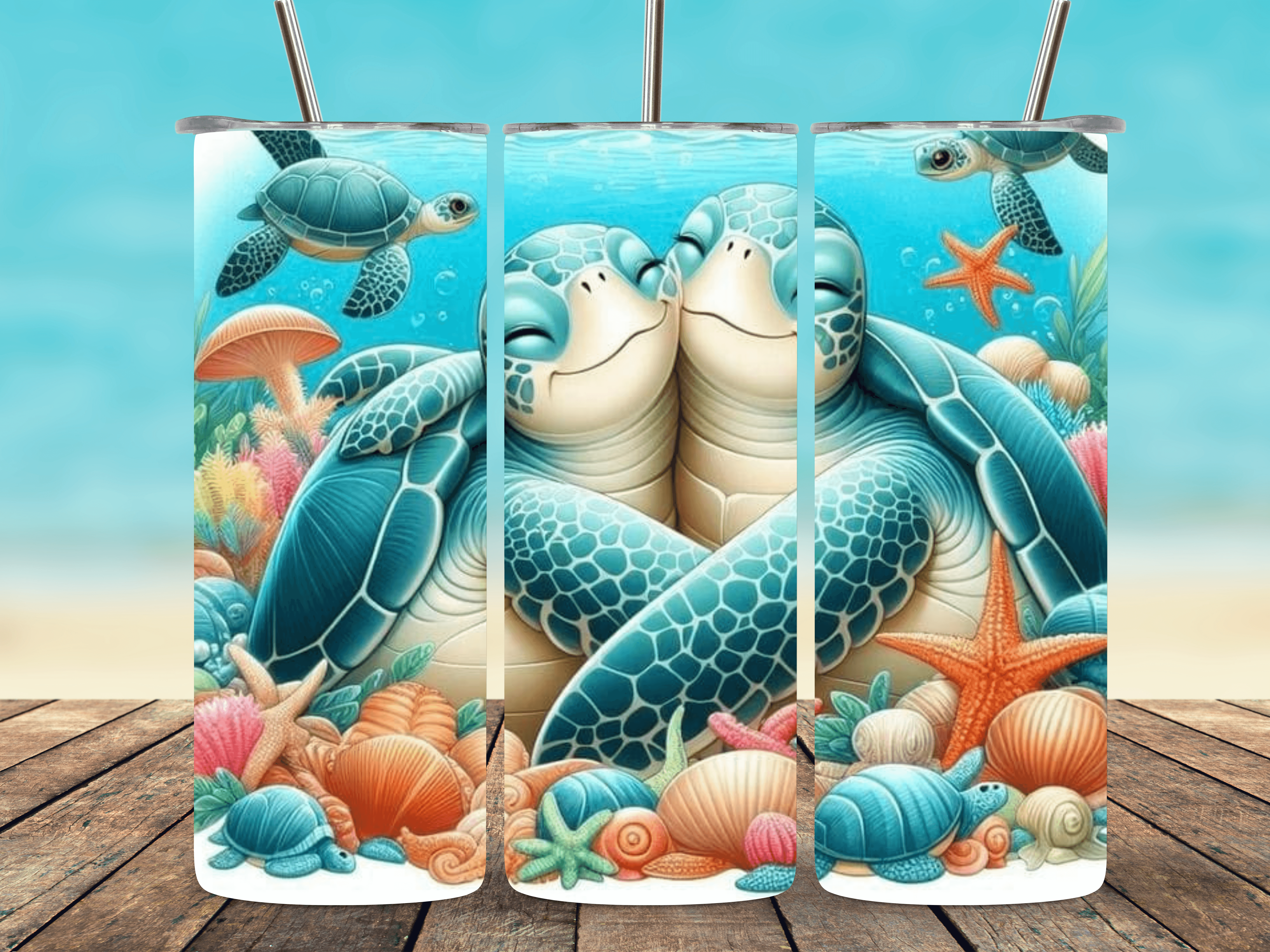Cute Sea Turtles Hugging 20oz Tumbler - My Store